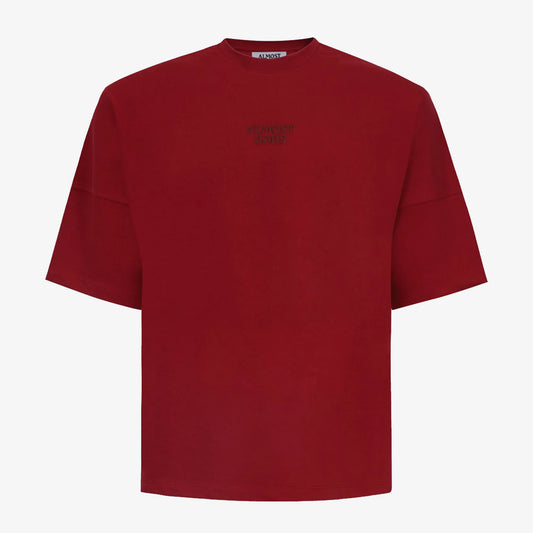 ALMOST GODS | LOGO DROP SHOULDER TEE { RED