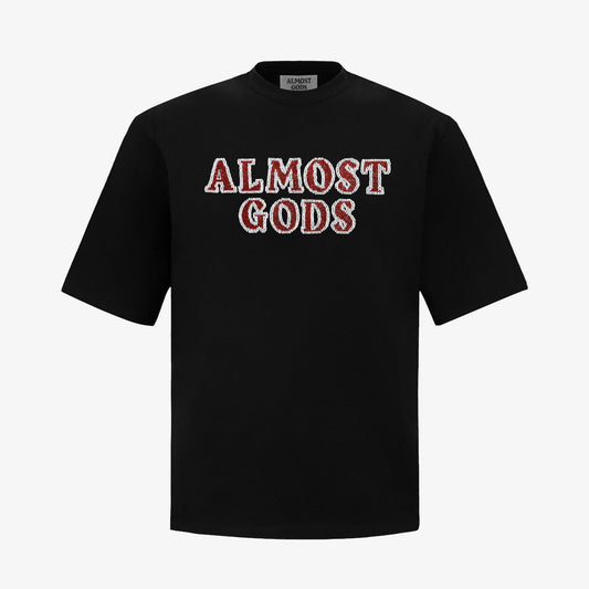 ALMOST GODS | HAND EMBROIDERED KARDANA LOGO TEE { BLACK