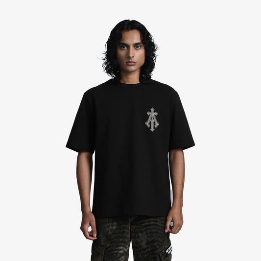 ALMOST GODS | ALMOST GODS TEE IN ZARI EMOBROIDERY { BLACK