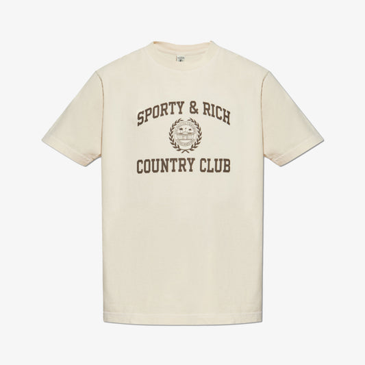 SPORTY & RICH | VARSITY CREST TEE { CREAM