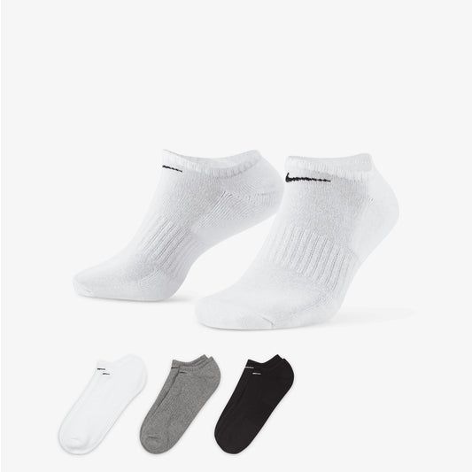 NIKE | EVERYDAY CUSHIONED TRAINING NO-SHOW SOCKS { GREY/WHITE/BLACK