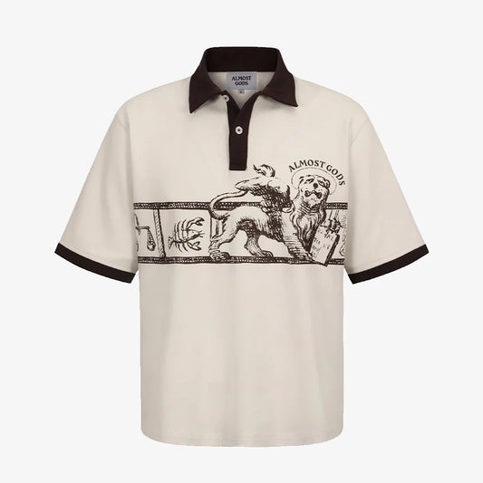 ALMOST GODS | ZODIAC RELAXED POLO { OFF WHITE